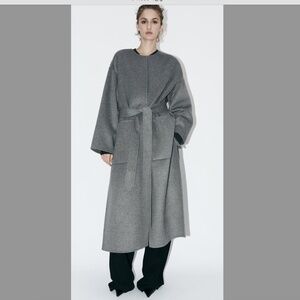 ** NWT Zara Double Faced Wool Coat in Gray M/L**